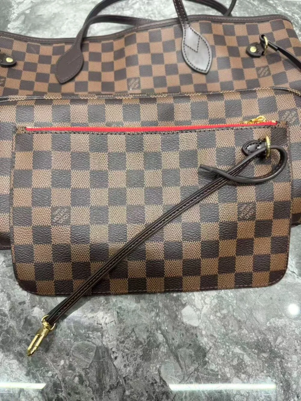 LV Neverfull MM Damier Ebene Tote | Includes Pouch
